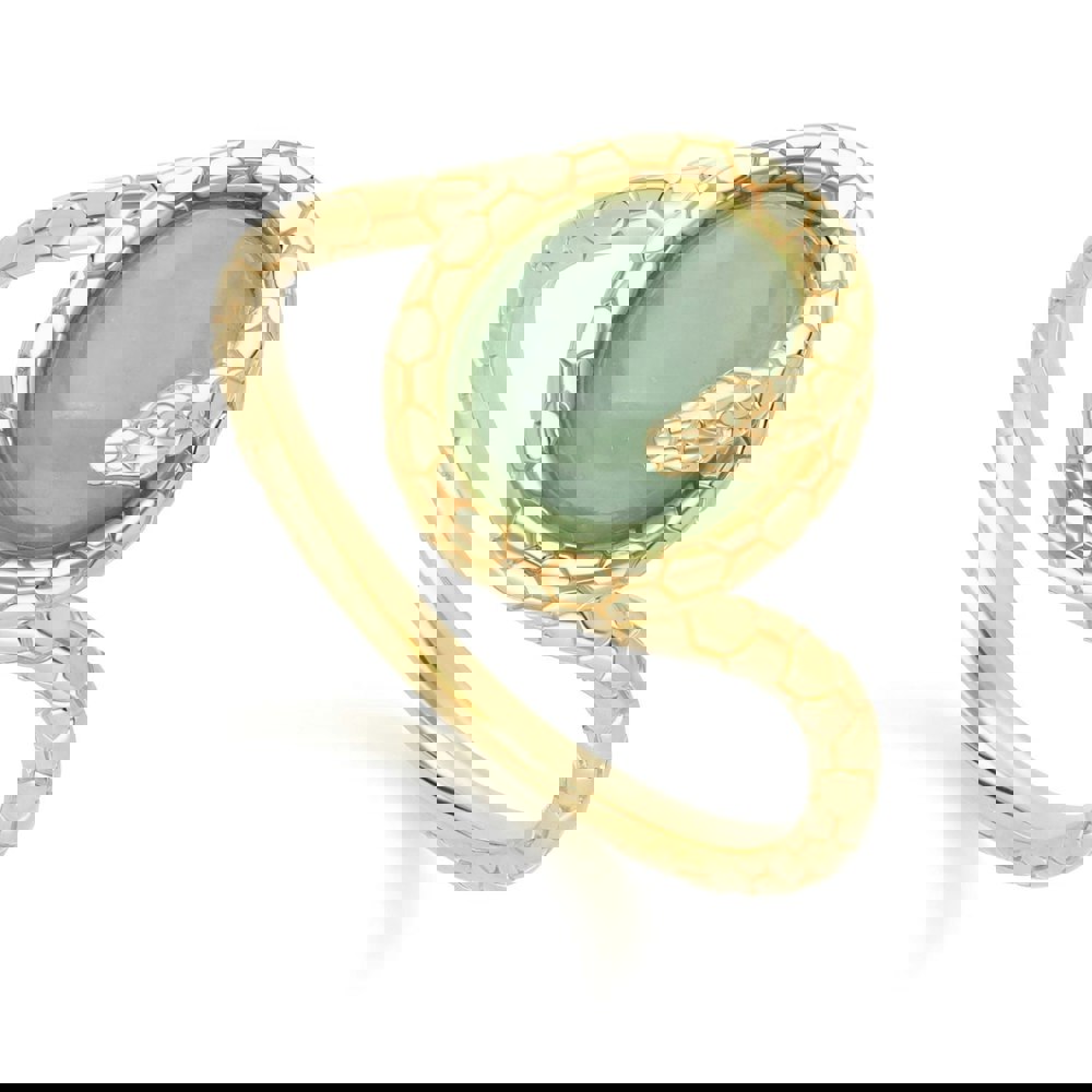 253R709201925 ECFEW™ JADE WINDING SNAKE RING IN GOLD PLATED STERLING SILVER Front