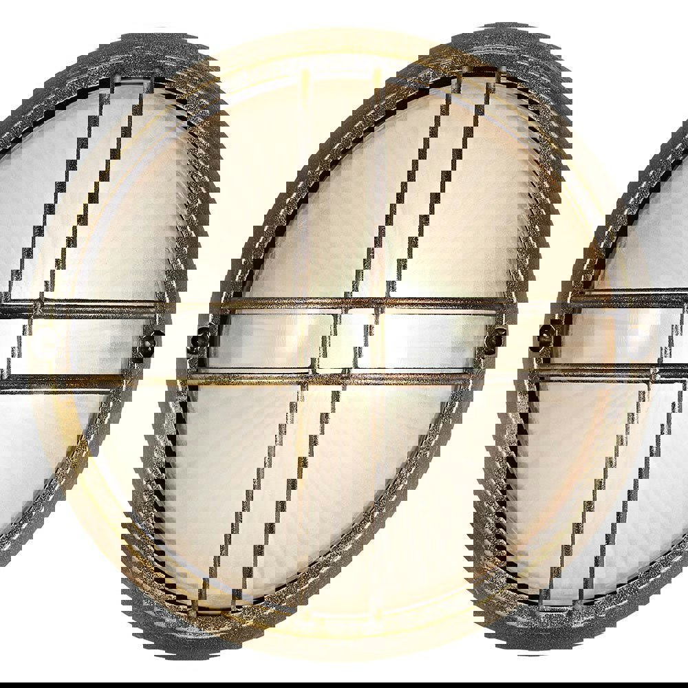 Black/Gold Die Cast Aluminium Outdoor Circular Bulkhead Porch or Wall Light Image 2