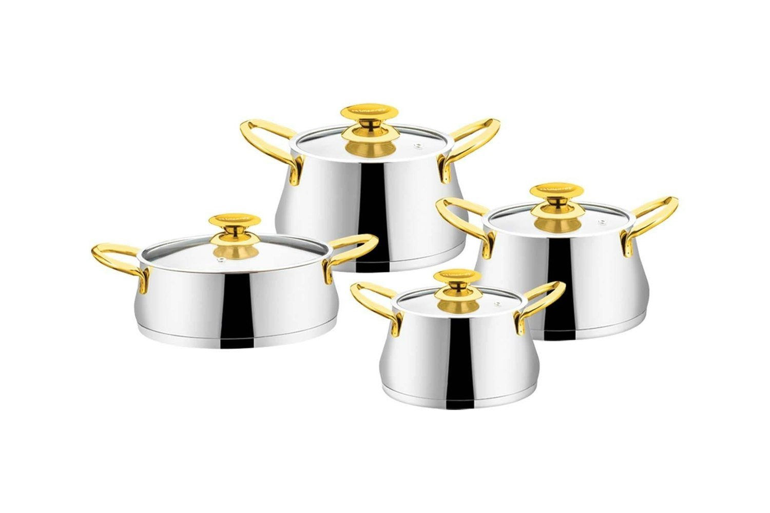 Rozi Azura Collection 8-piece Stainless Steel Cookware Set (Gold Handles)