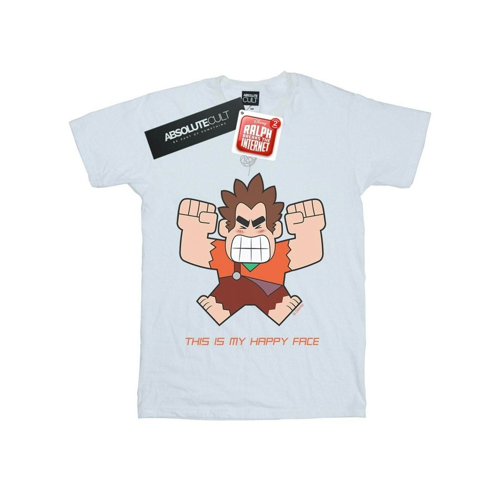 Disney Mens Wreck It Ralph Happy Face T-Shirt - White