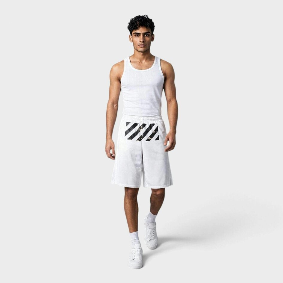 Off-White Caravaggio Mesh Shorts White Black