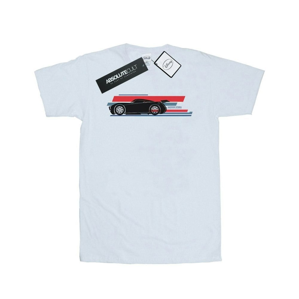 Disney Mens Cars Jackson Storm Stripes T-Shirt - White
