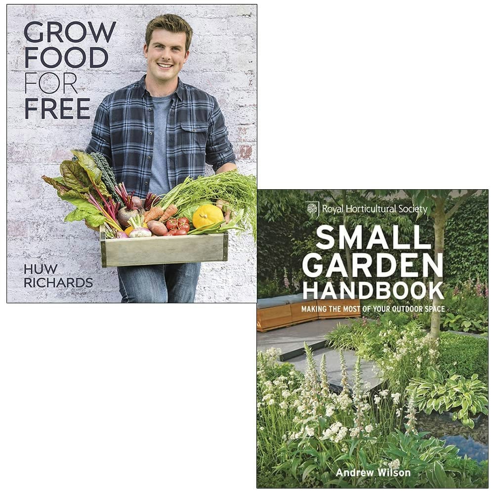 Grow Food for Free By Huw Richards and RHS Small Garden Handbook By Andrew Wilson 2 Book Set