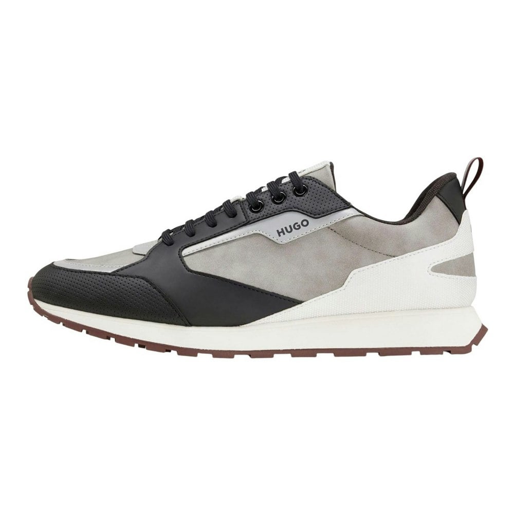 Hugo Unisex Adult Icelin Leather Running Trainers - Grey