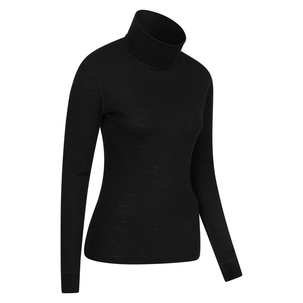 Mountain Warehouse Womens/Ladies Merino Wool Roll Neck Base Layer Top - Black