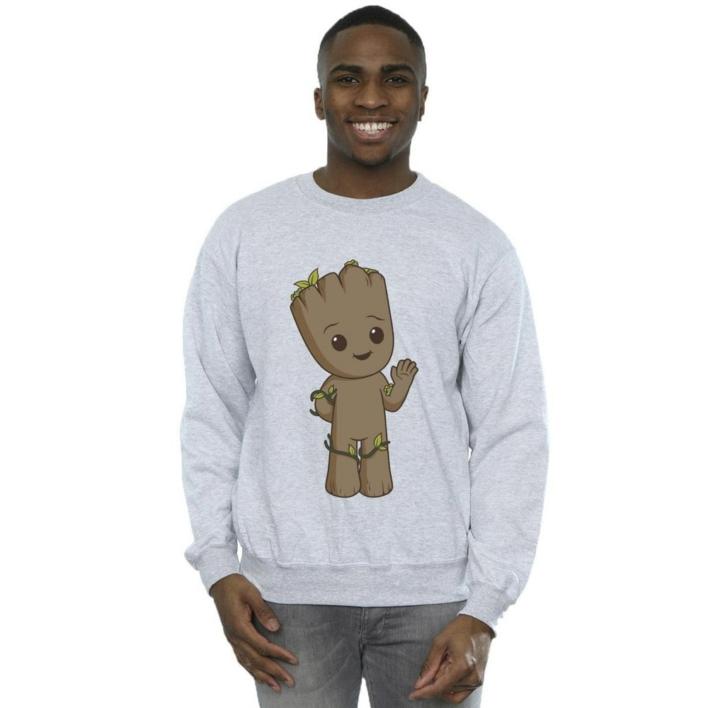 Marvel Mens I Am Groot Cute Groot Sweatshirt - Sports Grey