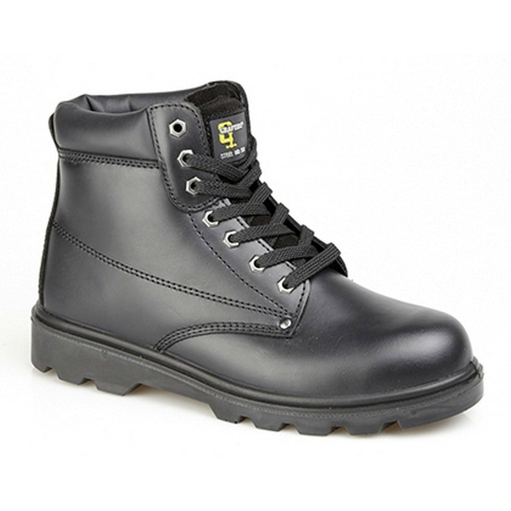 Grafters Mens Padded Leather Safety Boots - Black