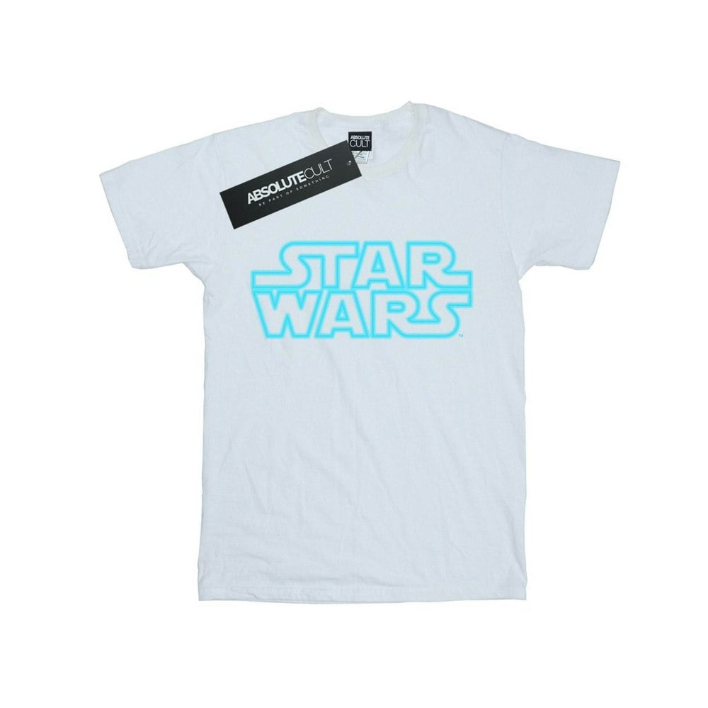 Star Wars Mens Neon Sign Logo T-Shirt - White
