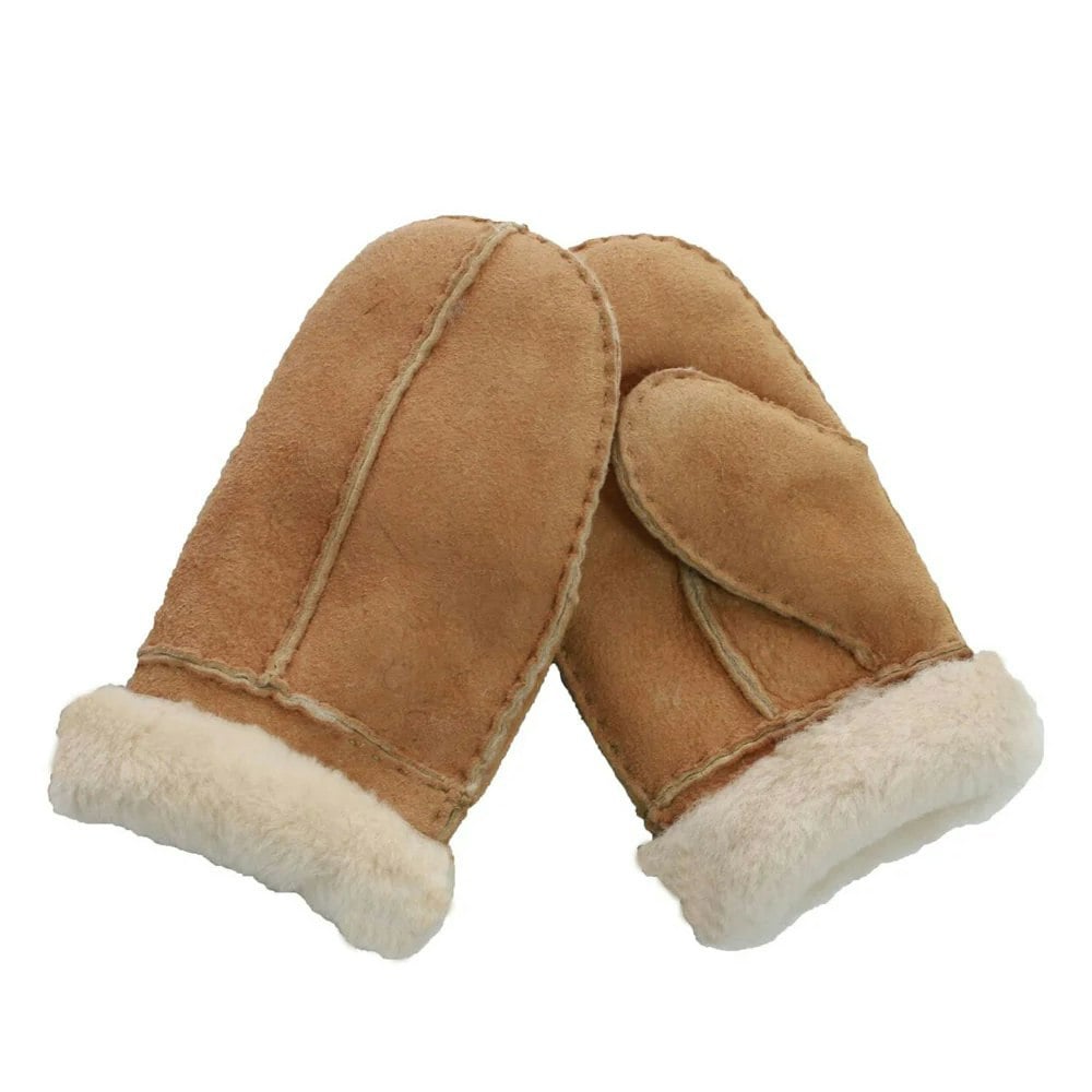 Eastern Counties Leather Childrens/Kids CSM Sheepskin Split Seam Mittens - Chestnut