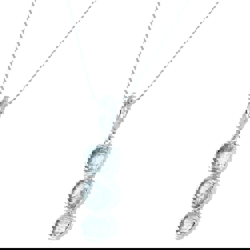 Rough Stone Aqua Marine Necklace in Sterling Silver - Reeves & Reeves