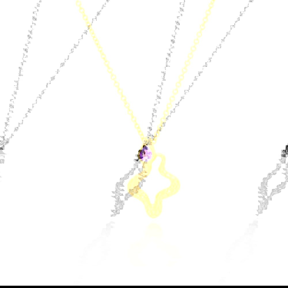 253N365702925 ECFEW™ Amethyst Snake Pendant Necklace in Gold Plated Sterling Silver 