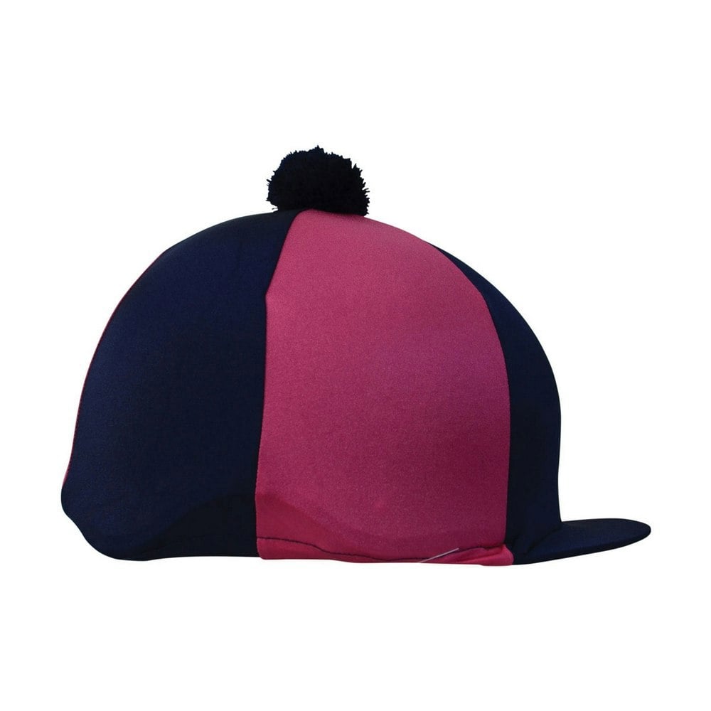 Hy Two Tone Lycra Hat Silk With Bobble - Navy/Pink