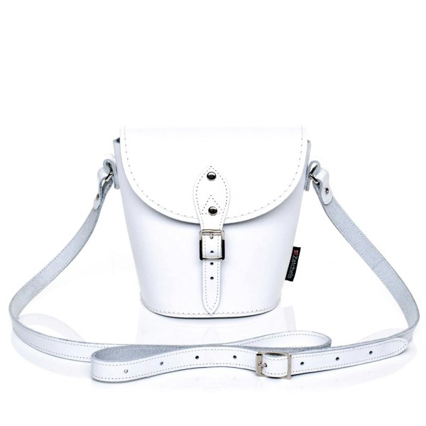 White Leather Barrel Bag - Barrel Bag - Zatchels