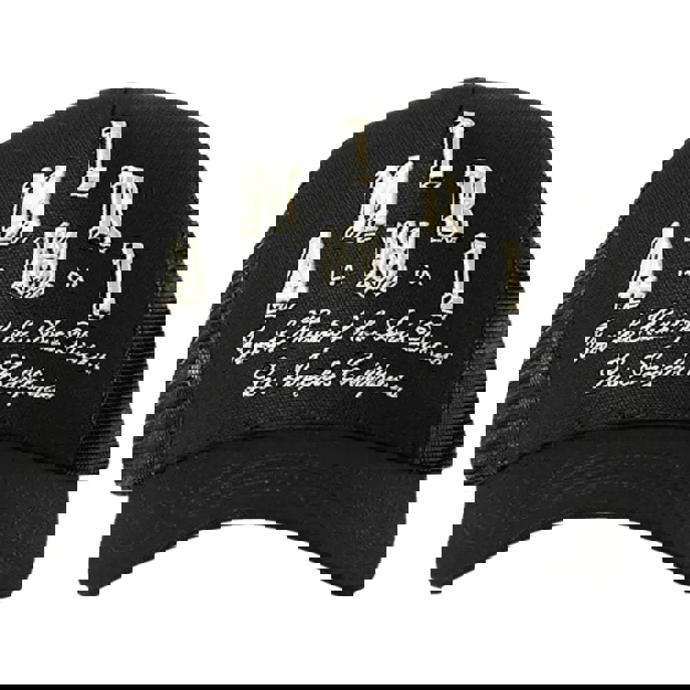 Amiri Varsity Branded Logo Black Trucker Hat One Size