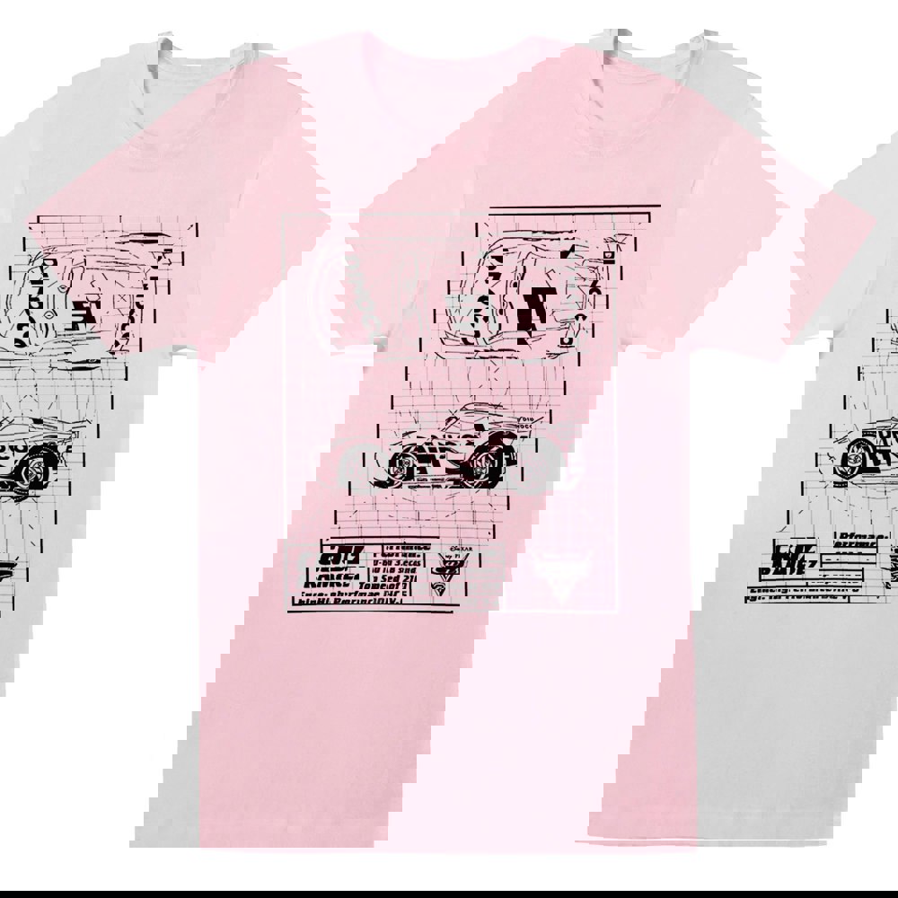 Disney Mens Cars Cruz Ramirez Blueprint T-Shirt - Baby Pink