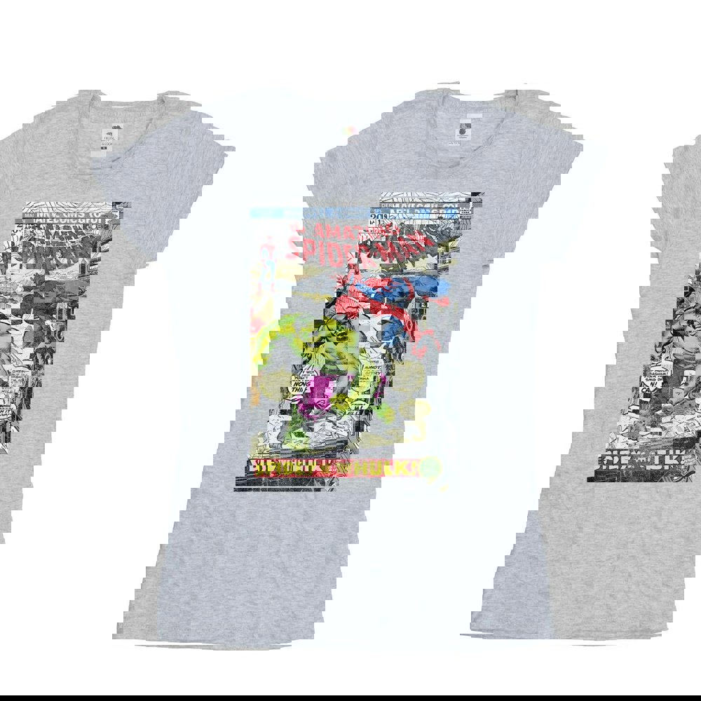 Marvel Womens/Ladies Spider-Man VS Hulk Cover Cotton T-Shirt - Sports Grey
