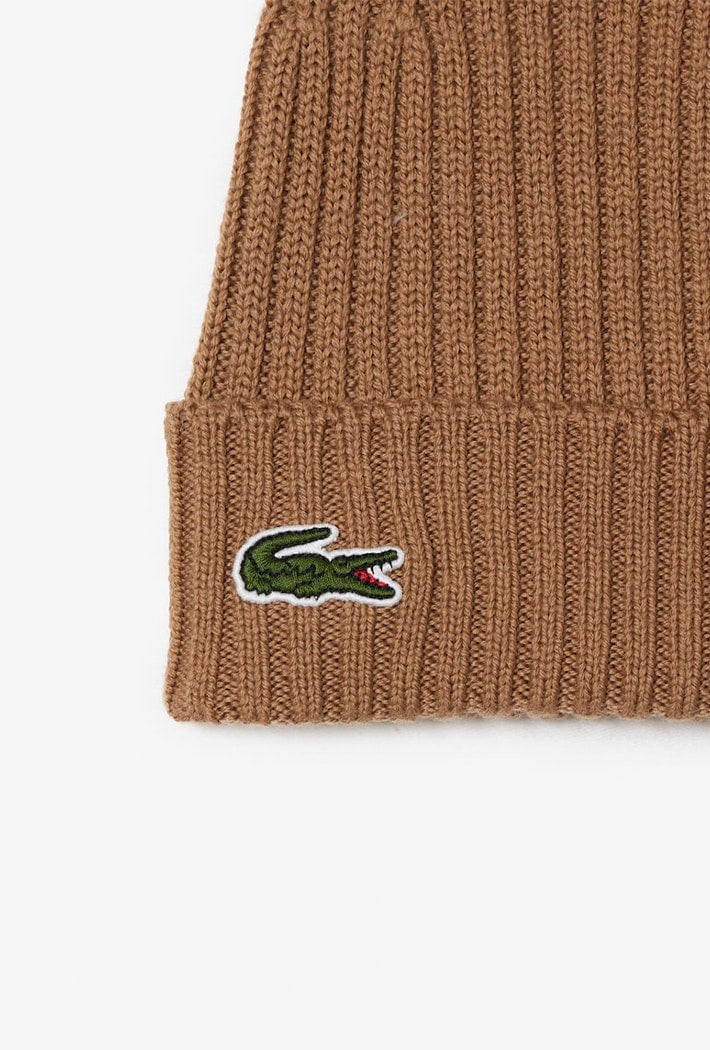 Lacoste Men's Rib Knit Brushed Wool Beanie