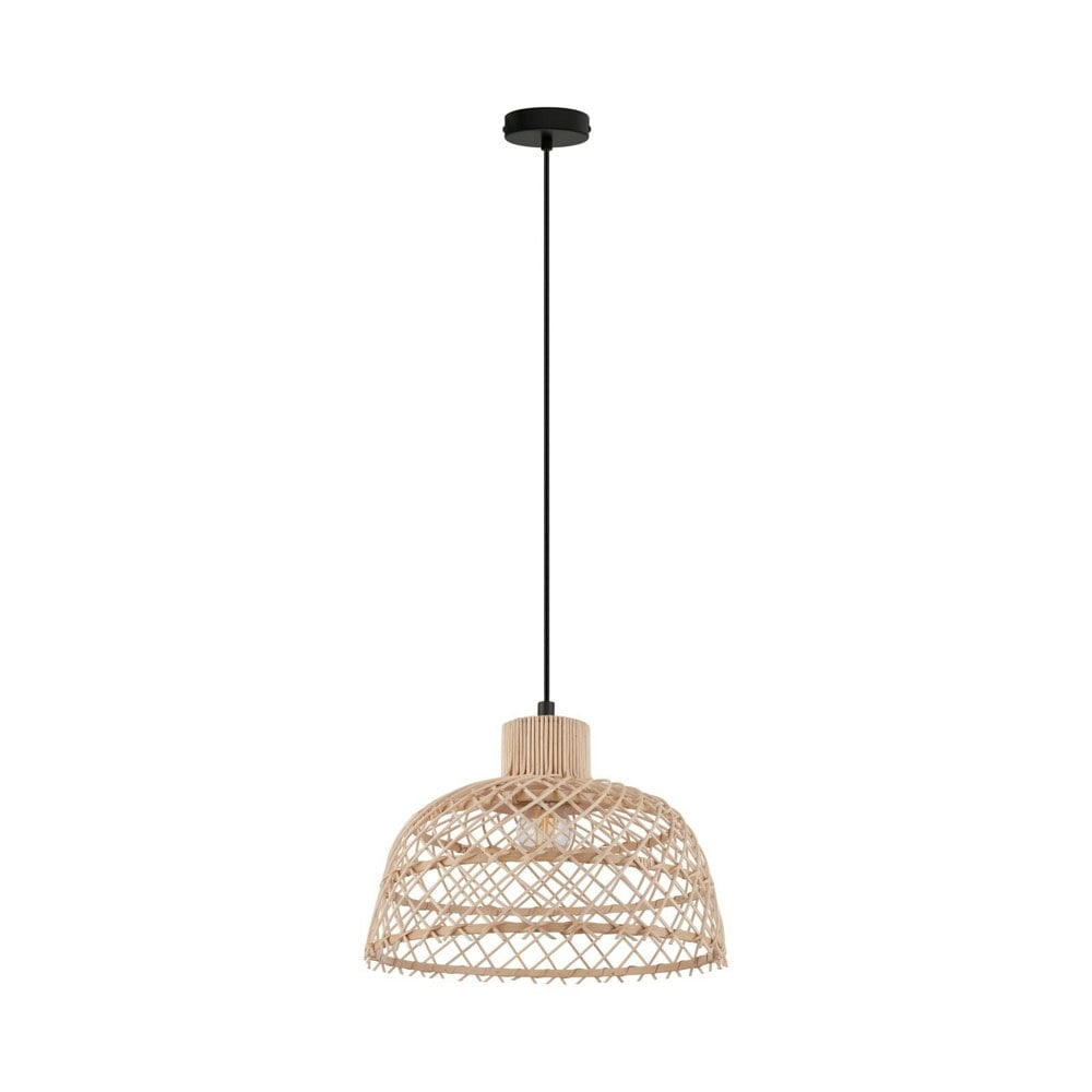 Hanging Ceiling Pendant Light Wicker Wood 1 x 40W E27 Hallway Feature Lamp Loops