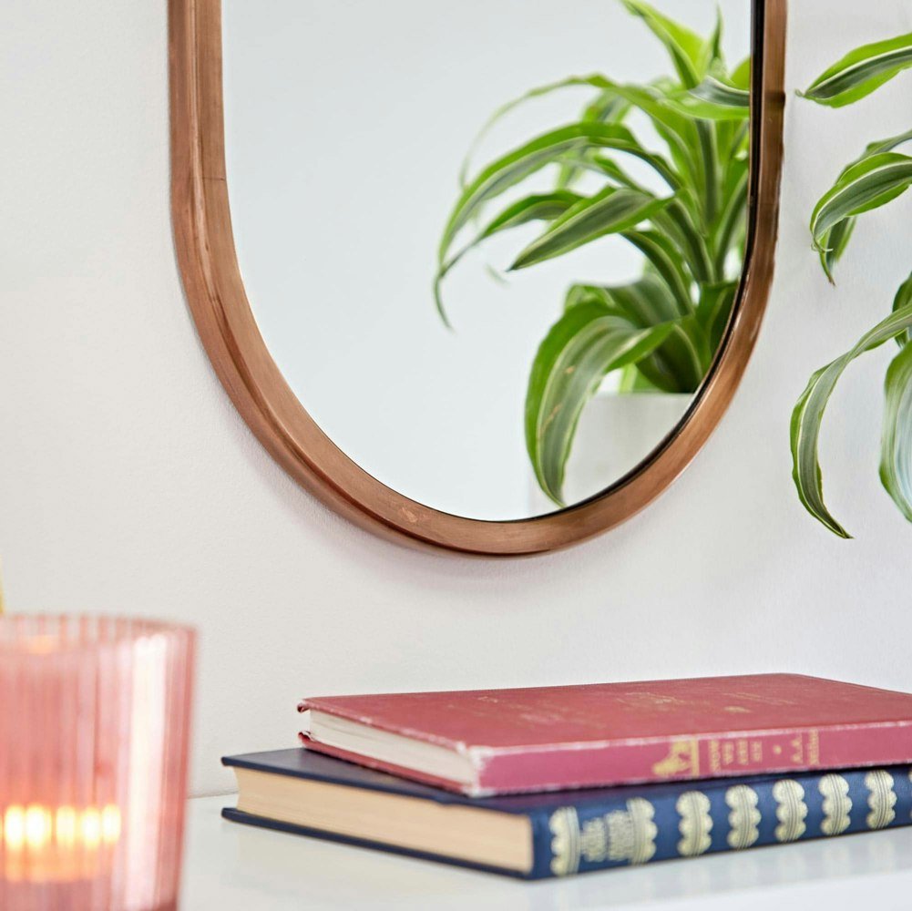 Paper High Darpan Oval Antique Copper Hanging Chain Wall Mirror