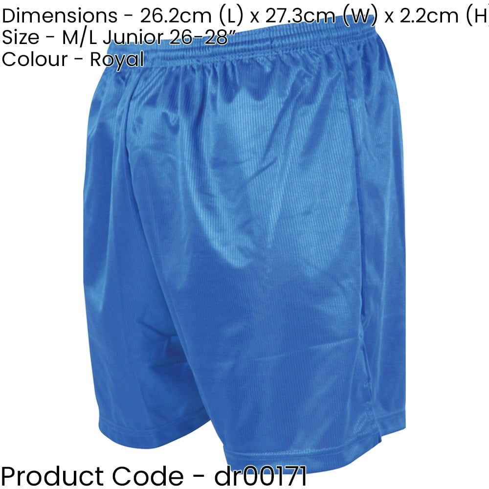 M/L - ROYAL BLUE Junior Sports Micro Stripe Training Shorts Bottoms Gym Football