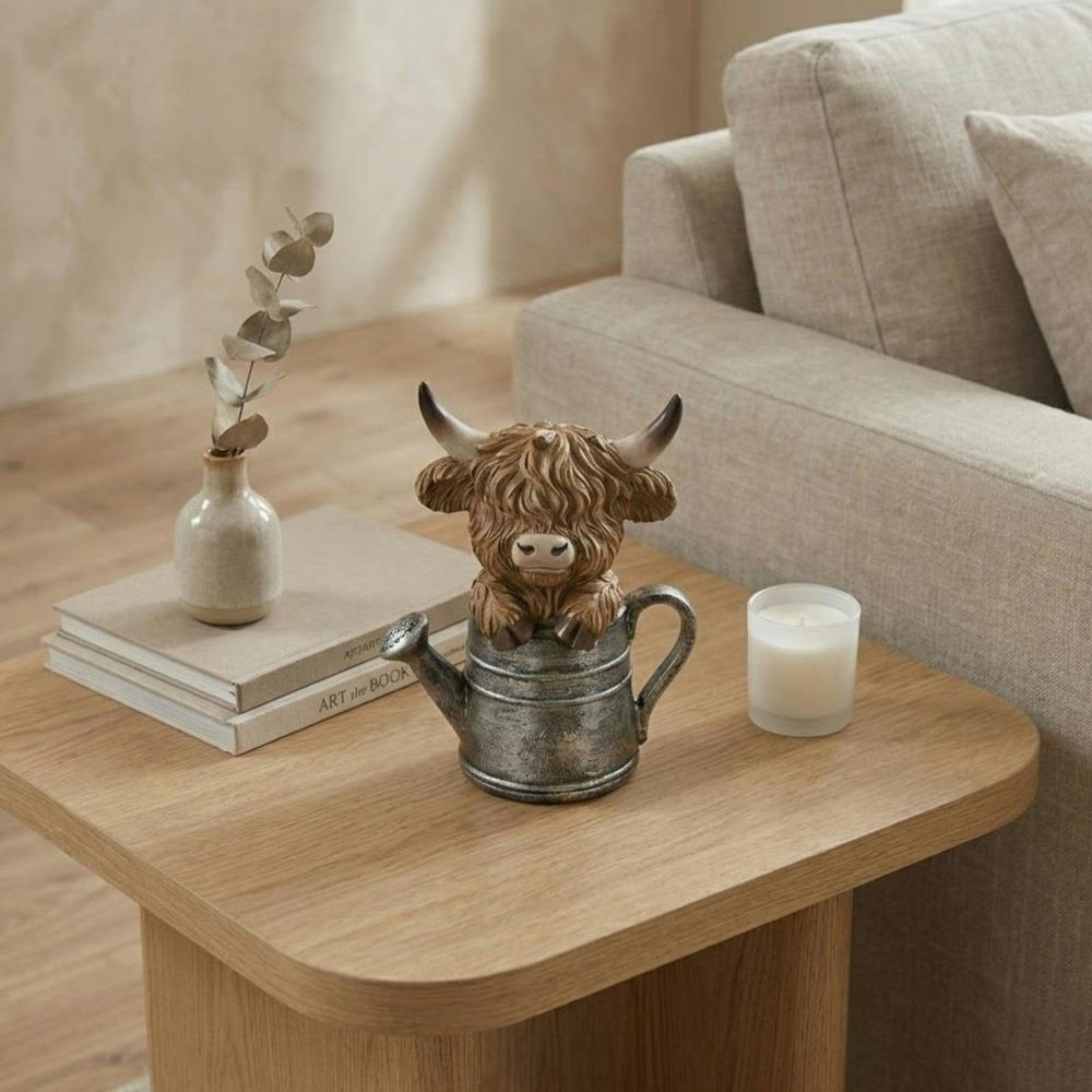 Garden Greatness Highland Cow In Watering Can Ornament