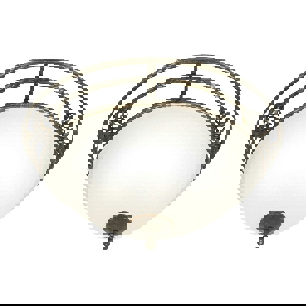 2 Bulb Flush Light Low Ceiling Black Gold LED E27 60W Bulb Loops