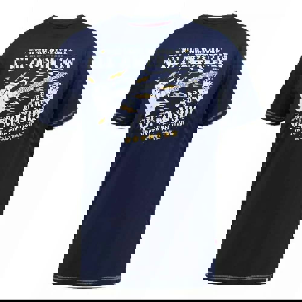 Duke Mens D555 Bronte All American Guitar Guitar Kingsize T-Shirt - Navy