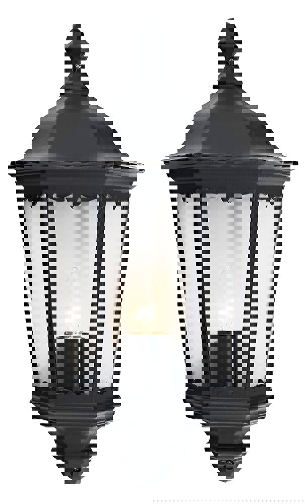 Traditional Black Cast Aluminium Outdoor Lantern Wall Light Image 1