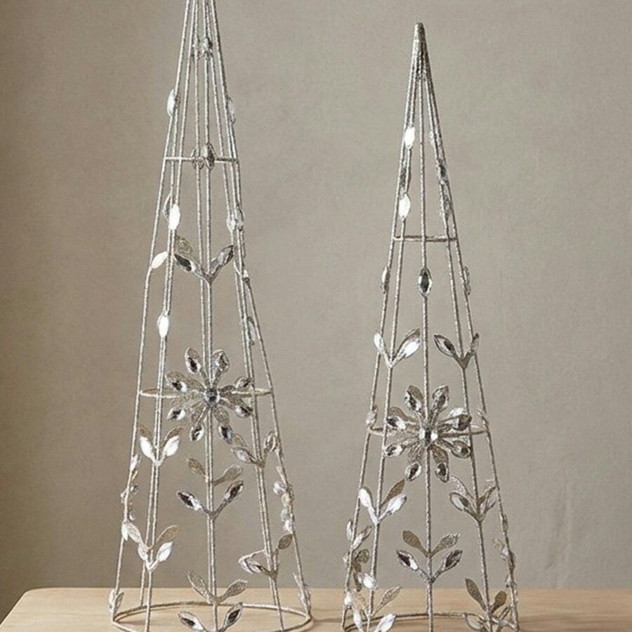 Garden Greatness Sparkling Crystal Metal Cone Set