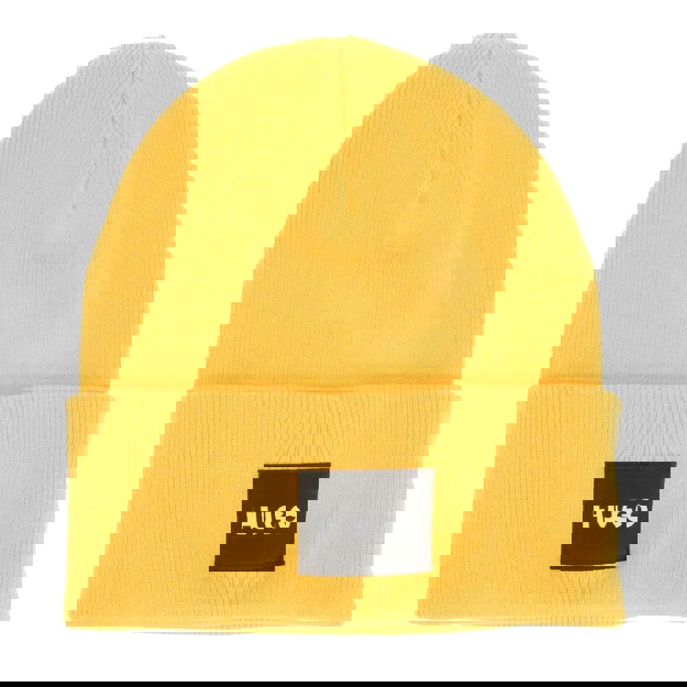 Hugo Xevon Ribbed Turn Up Beanie - Yellow
