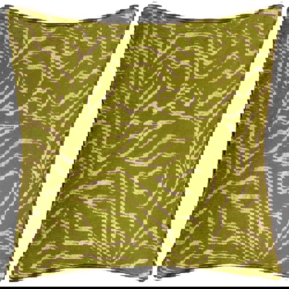 Wylder Tropics Jurong Chenille Tiger Print Cushion Cover - Moss