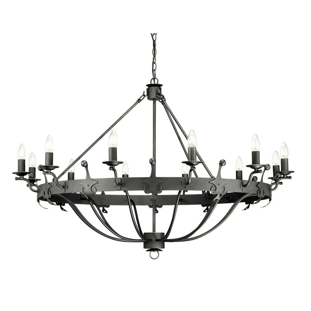 12 Bulb Chandelier Hanging Pendant LIght Graphite Finish LED E14 60W Bulb Loops
