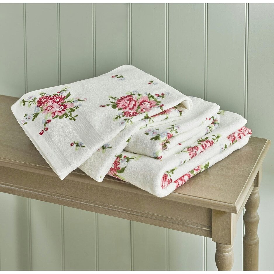 Scotts of Stow Set of 2 Rose Printed Hand Towels