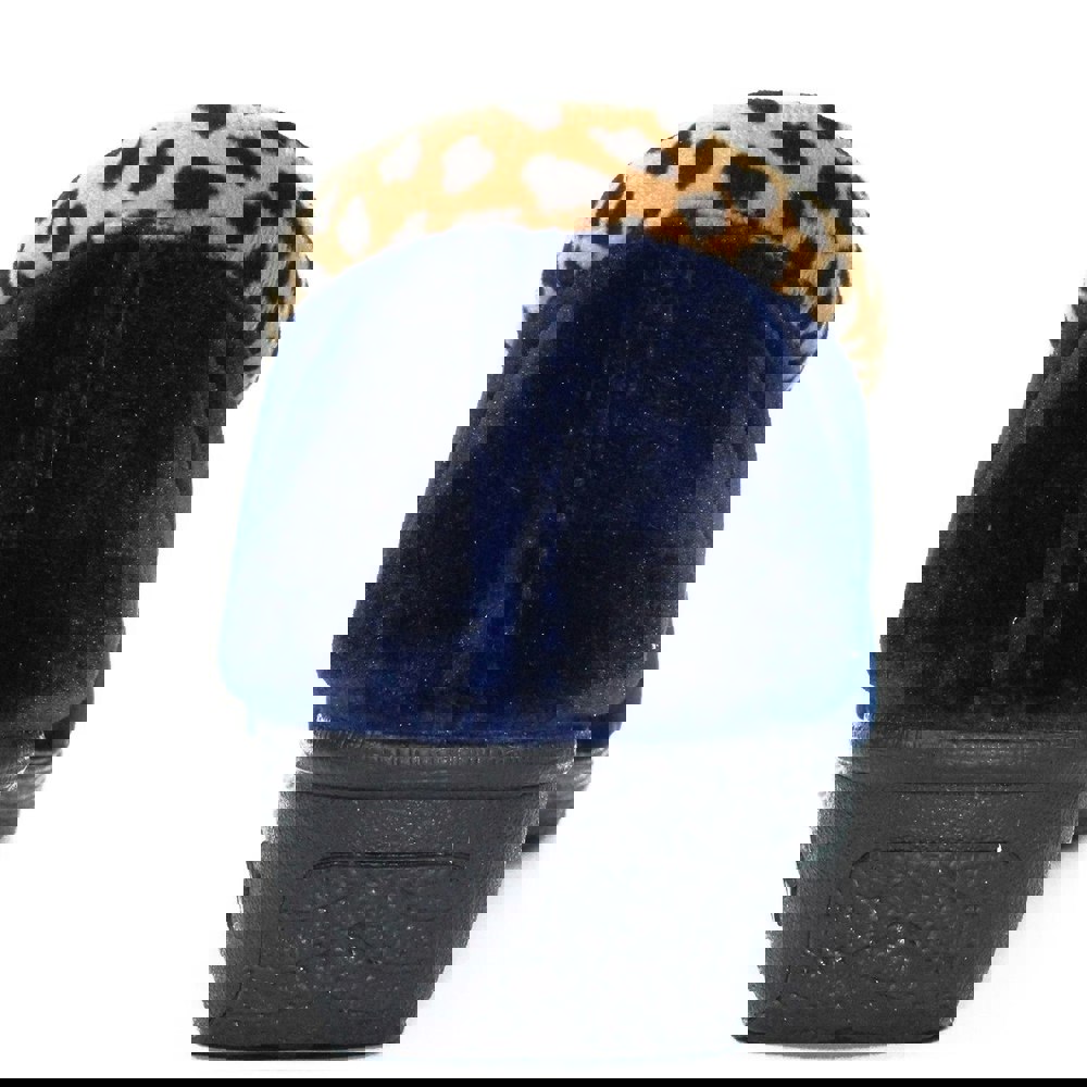 Lunar Womens/Ladies Paloma Leopard Print Slippers - Navy