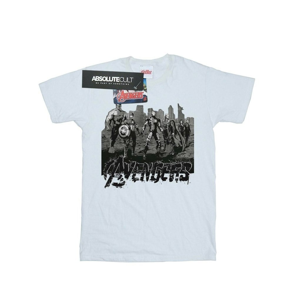 Marvel Mens Avengers Mono Team Art T-Shirt - White