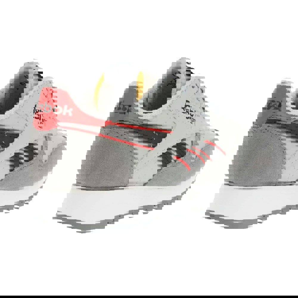 Reebok Mens Classic Leather Trainers - Pure Grey/Vector Red