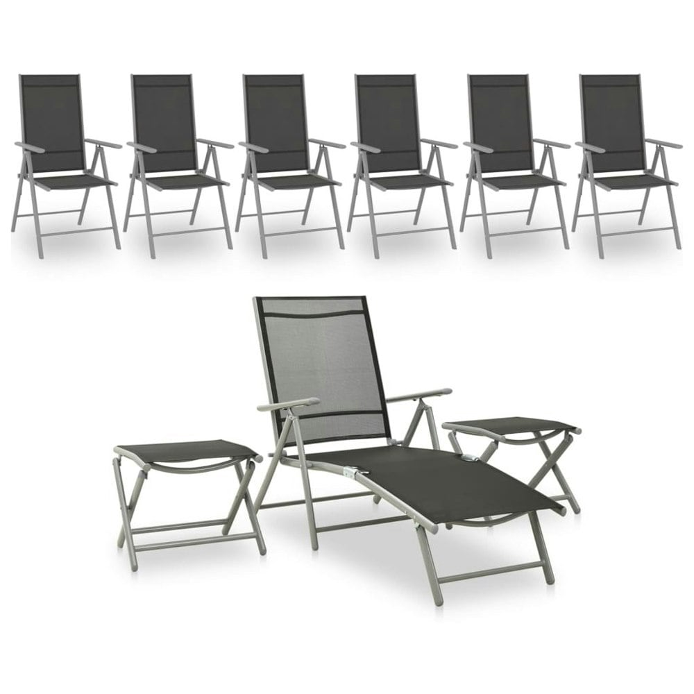 Berkfield 9 Piece Garden Lounge Set Black and Silver
