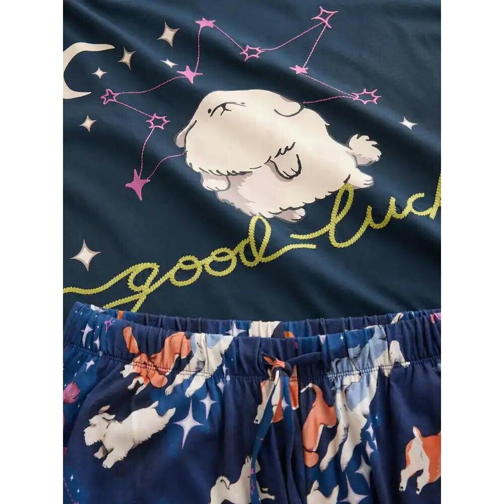 Cath Kidston Womens Good Luck Dogs Stars Short Pyjama Set - Navy - Navy - 100% Cotton
