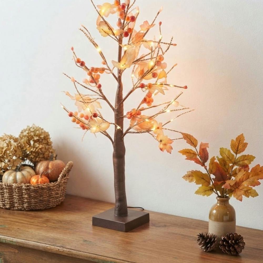 Garden Greatness Illuminated Autumn Maple Leaf Table Top Tree