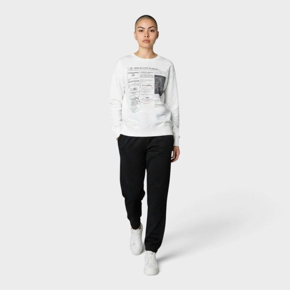 Maison Margiela MM6 Newspaper Print Sweatshirt Off White