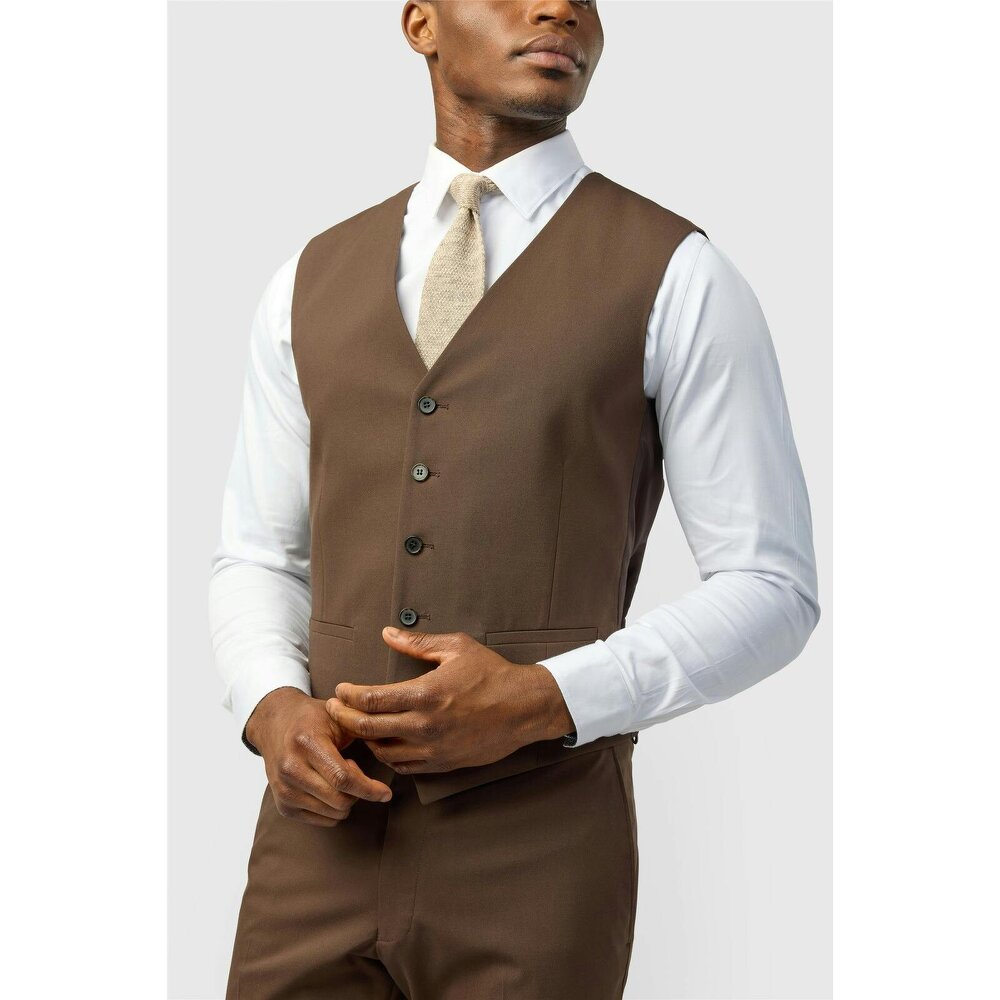 Limehaus Slim Fit Brown Waistcoat