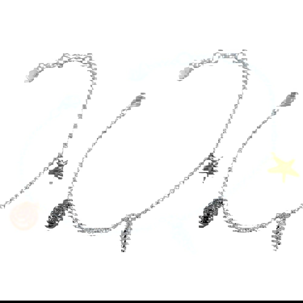 Sterling Silver Tri Colour Shell Bracelet - Reeves & Reeves