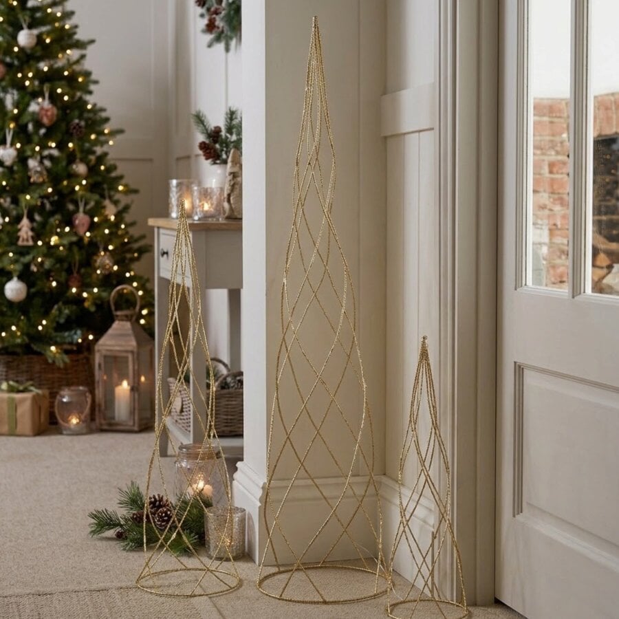Garden Greatness Spiral LED Light Tree Ornament Set of 3