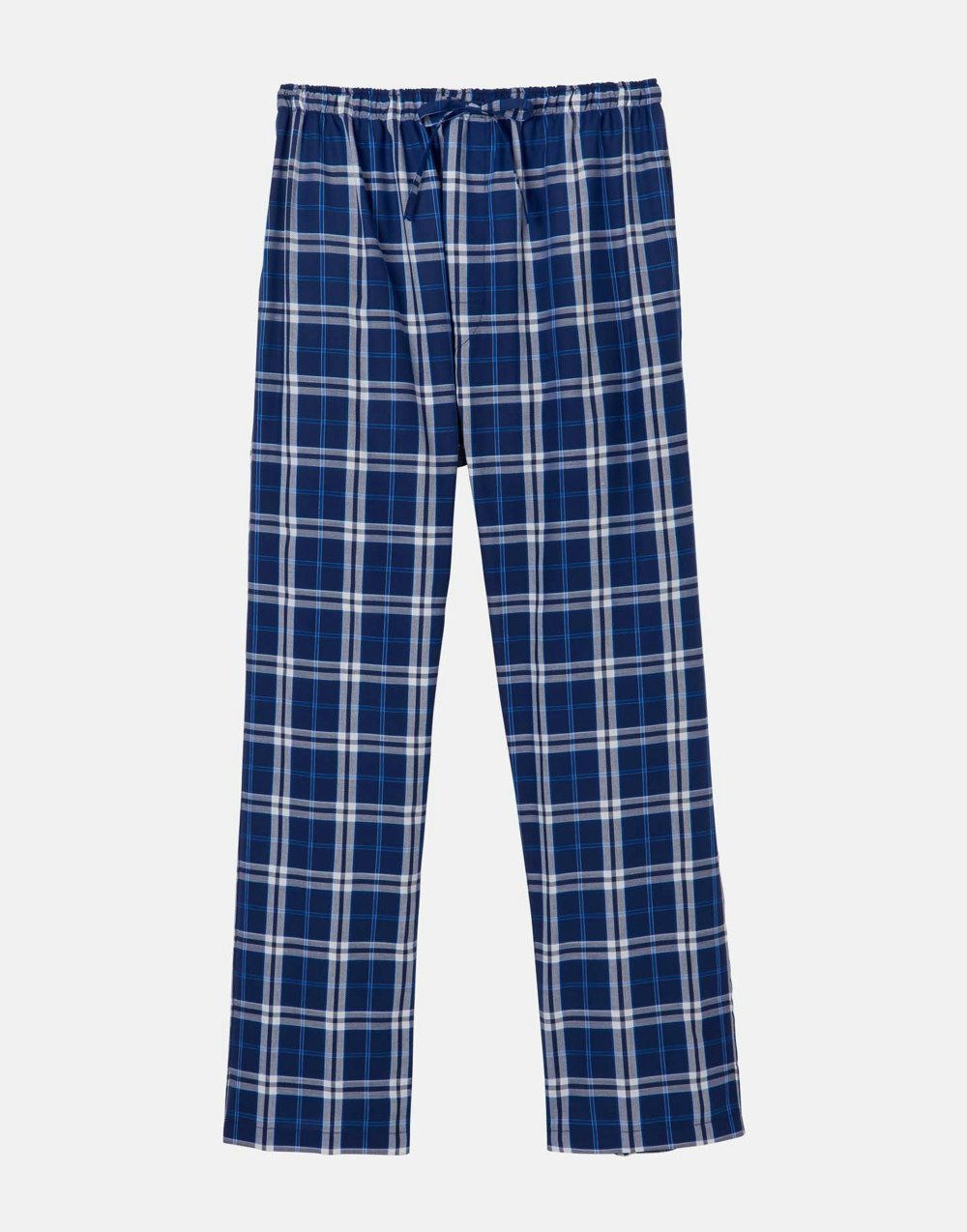 British Boxers Men's Crisp Cotton Pyjama Trousers - Chester Blue on Blue Check