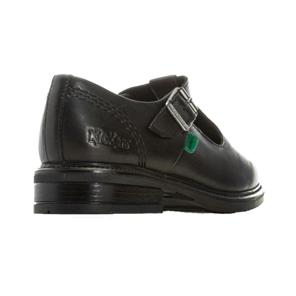Kickers Girls Lach Leather T-Bar School Shoes - Black | Rackhams