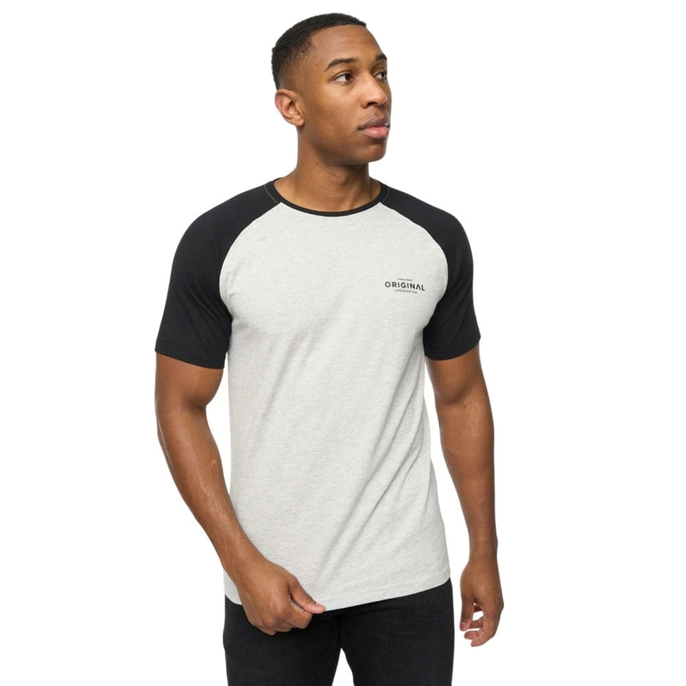Crosshatch Mens Meza T-Shirt - Grey Marl/Black