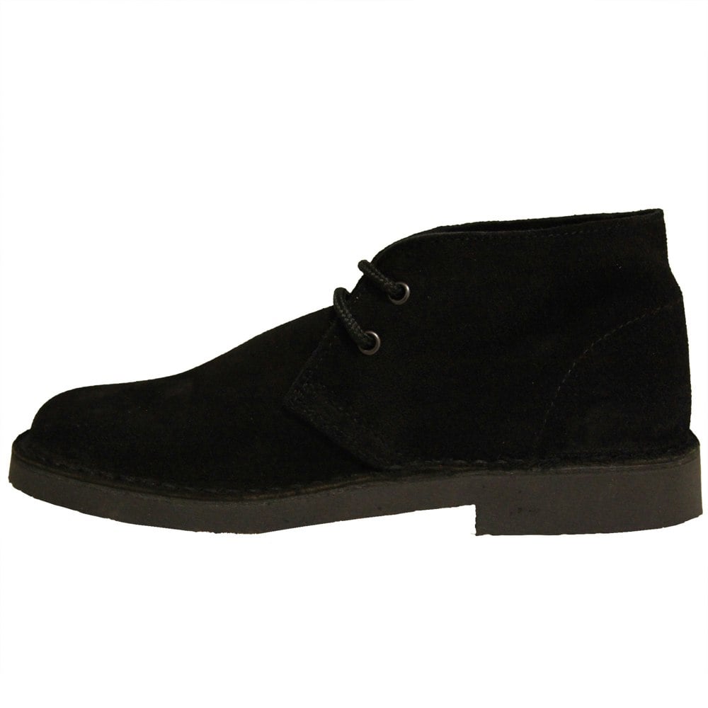 Roamers Men's Real Suede Unlined Desert Boots - Black