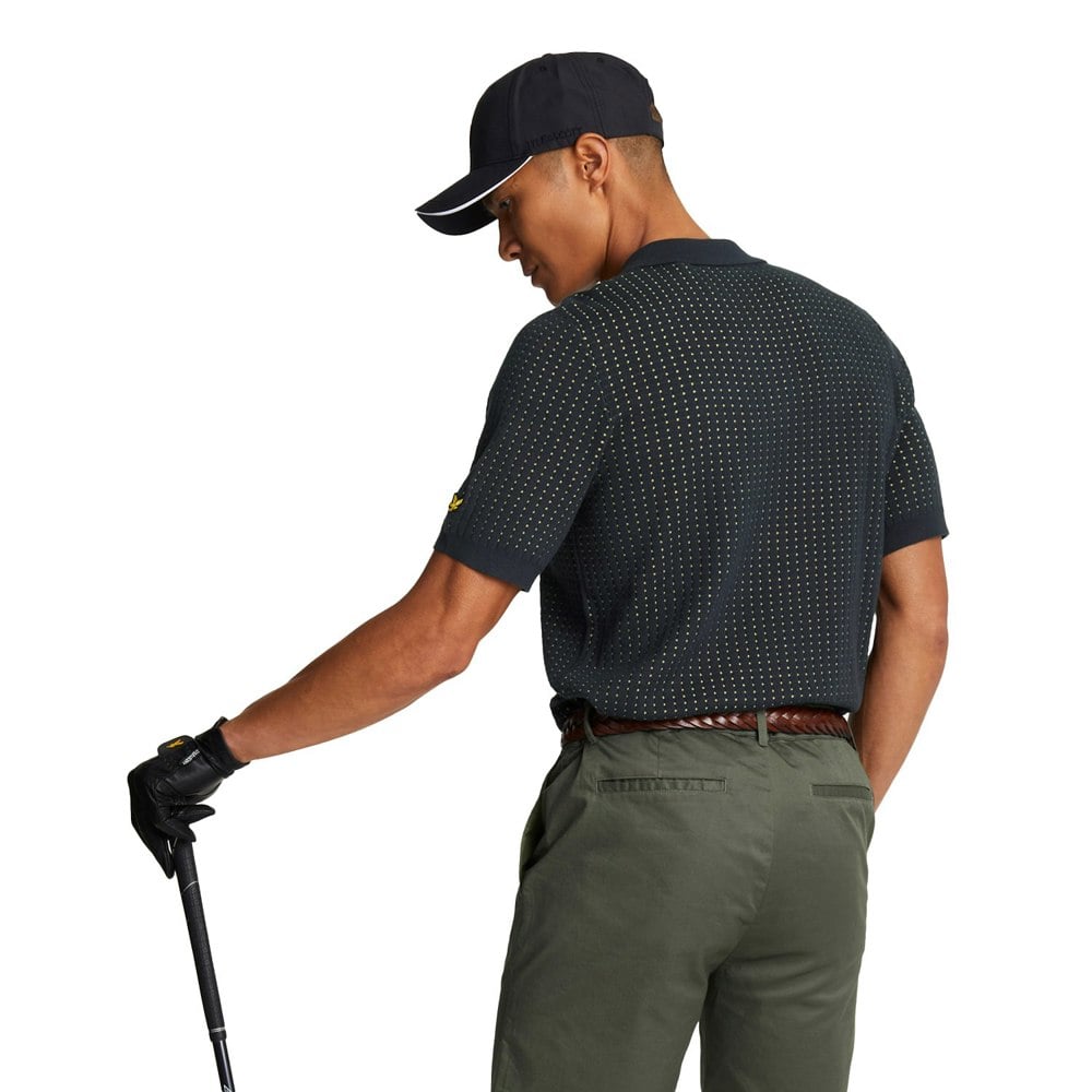 Lyle & Scott Mens Technical Grid Golf Polo Shirt - Dark Navy