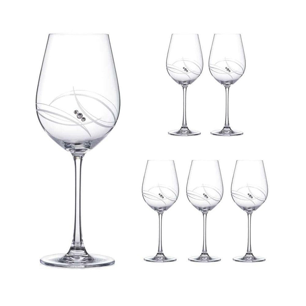 Diamante 011.506 Atlantis Red Wine Glasses Adorned with Swarovski® Crystals - Set of 6