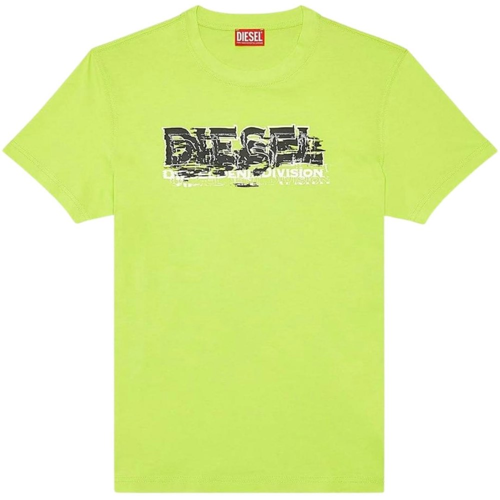 Diesel Mirrored Division Logo Lime Green T-Shirt S